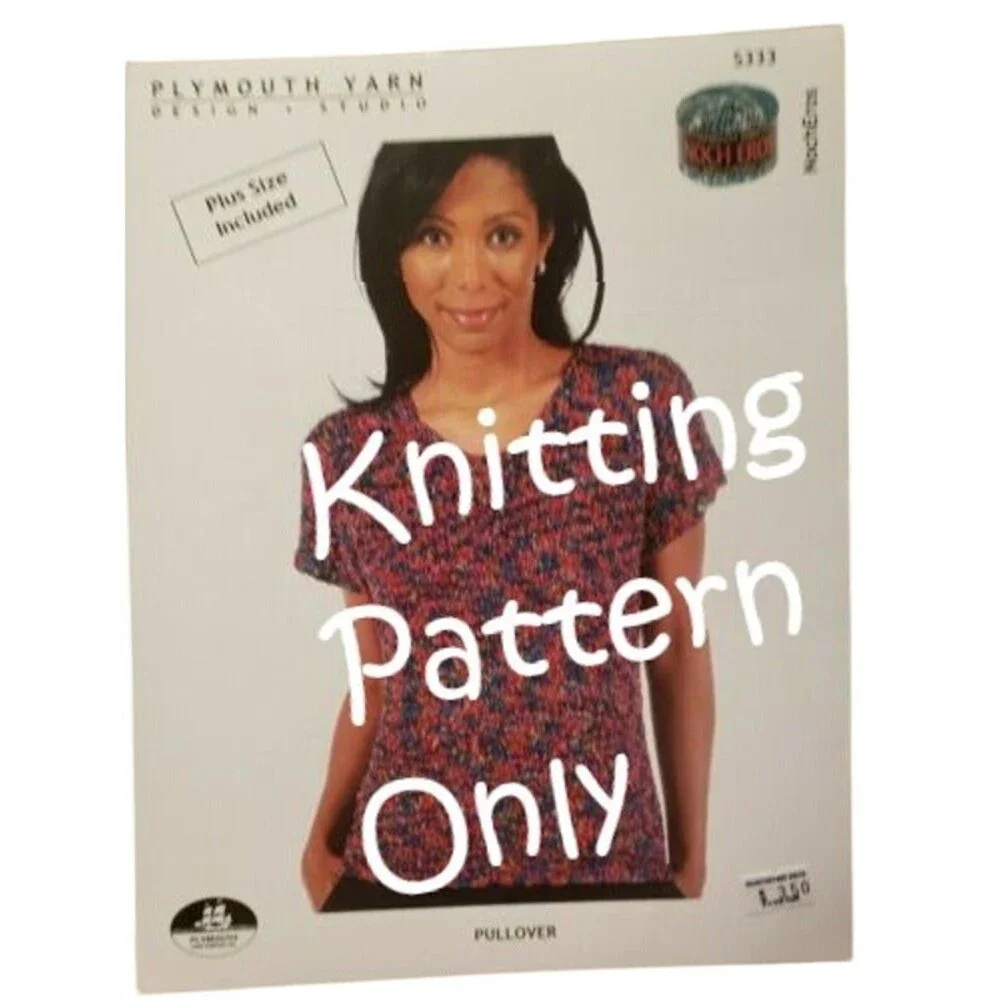 New Plymouth Yarn S333 Noch Eros Ladies Pullover Sweater Knitting Pattern Plus
